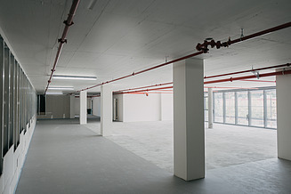 Foto einer Lagerhalle mit Säulen